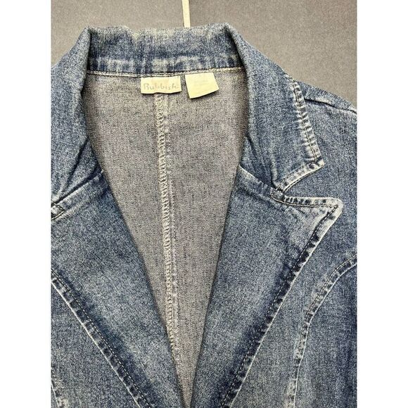 Rubbish women’s Small Blazer Blue Jean/Denim Jacket Two Button V Neck - Picture 2 of 6